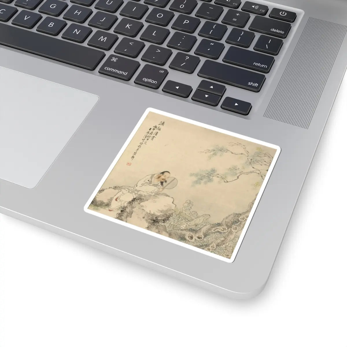 Lu Peng - Zhou Dunyi Admiring Lotuses - dated 1896 - STICKER Vinyl Kiss-Cut Decal