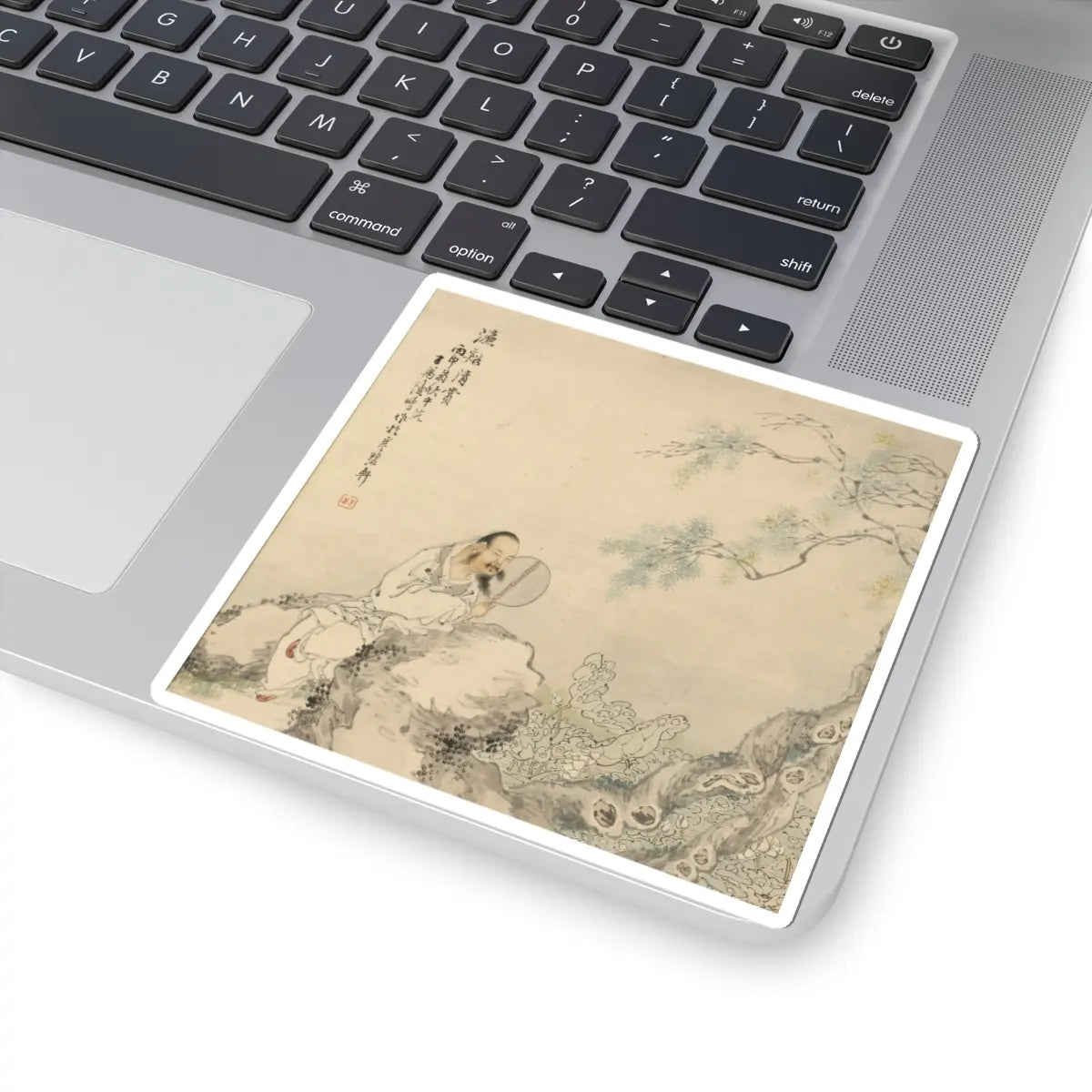 Lu Peng - Zhou Dunyi Admiring Lotuses - dated 1896 - STICKER Vinyl Kiss-Cut Decal
