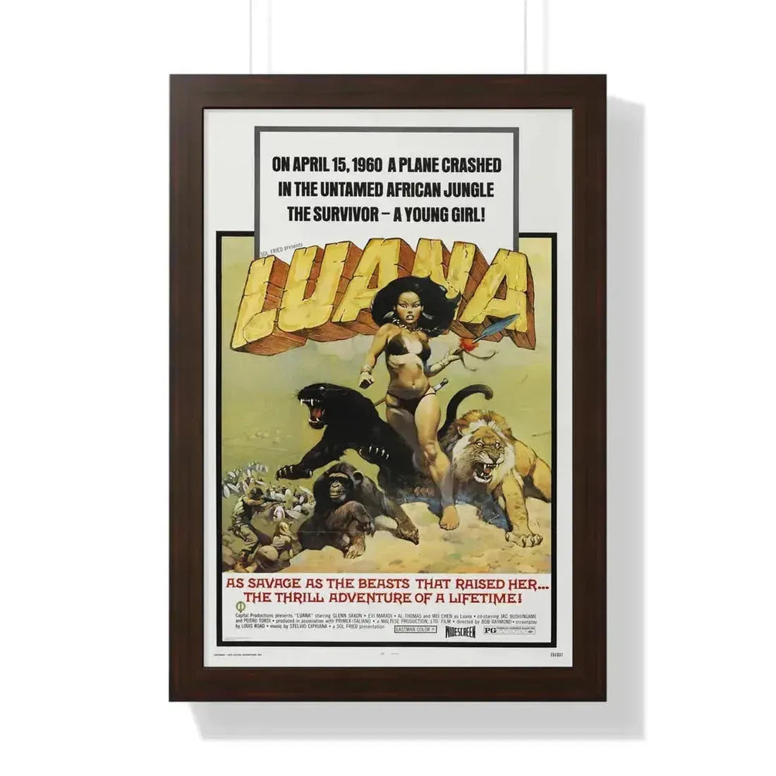 LUANA 1968 - Framed Movie Poster 16″ x 24″ Walnut - The Sticker Space
