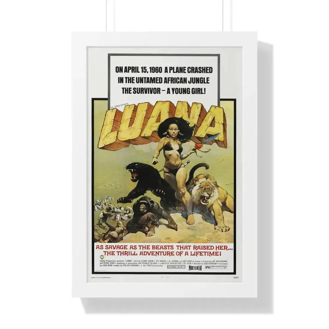 LUANA 1968 - Framed Movie Poster 16″ x 24″ White - The Sticker Space
