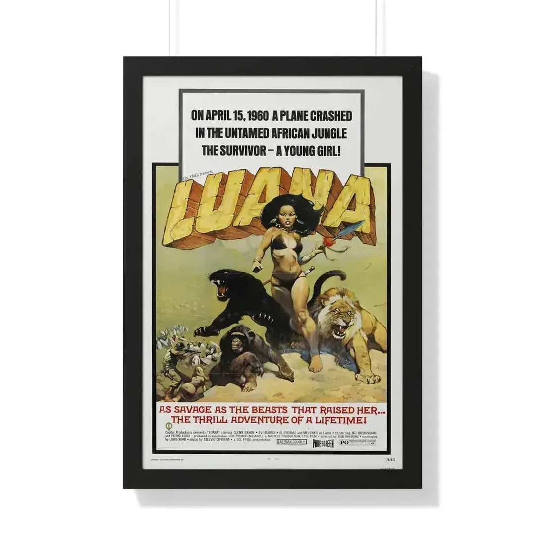 LUANA 1968 - Framed Movie Poster 20" x 30" Black - The Sticker Space