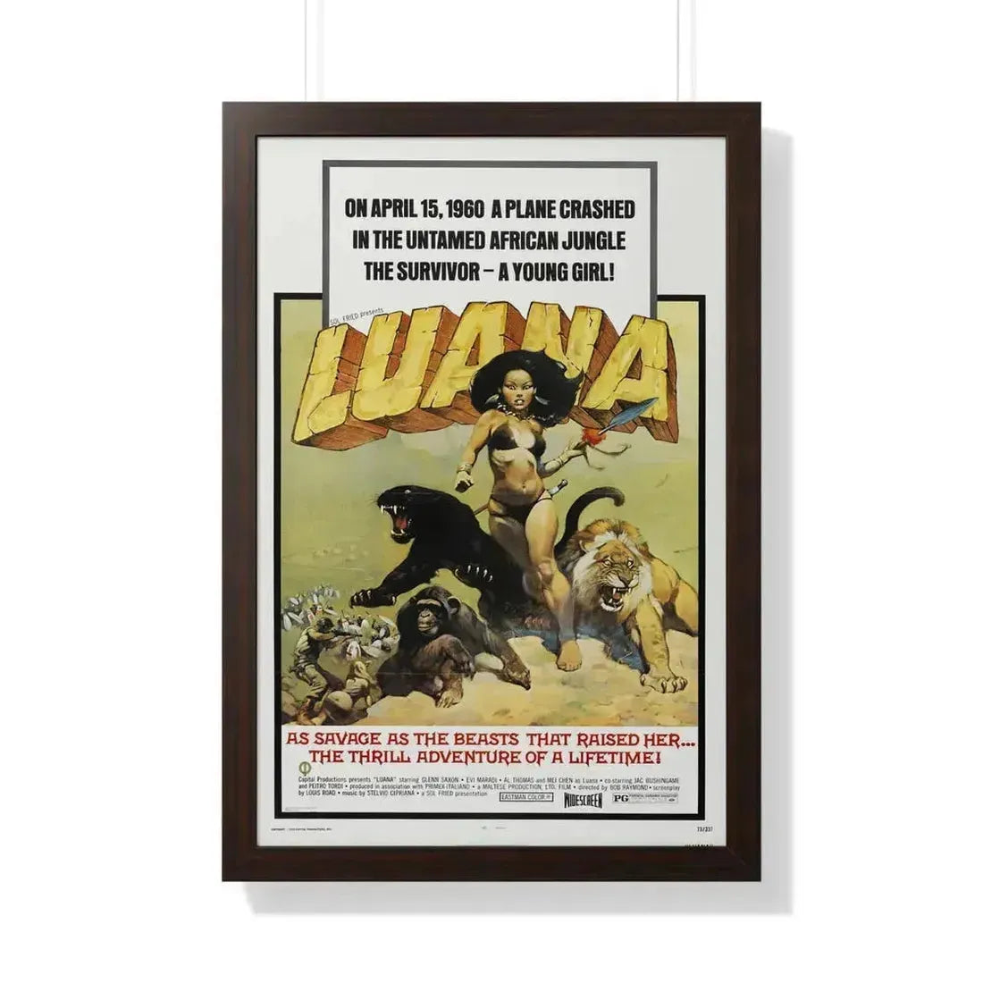 LUANA 1968 - Framed Movie Poster 20" x 30" Walnut - The Sticker Space