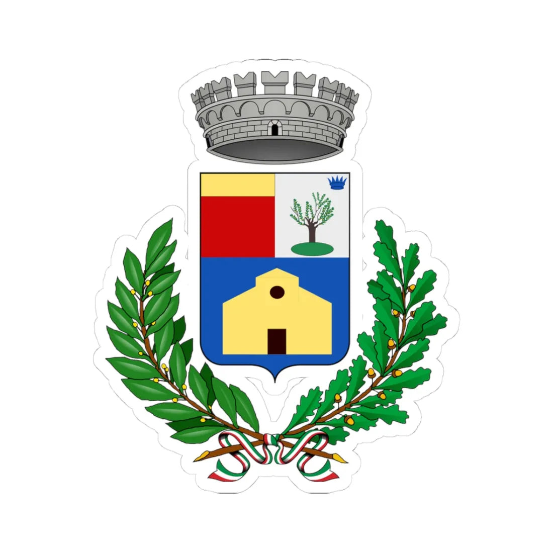 Lucinasco-Stemma (Italy) (Coat of Arms) STICKER Vinyl Kiss-Cut Decal 3 Inch White - The Sticker Space