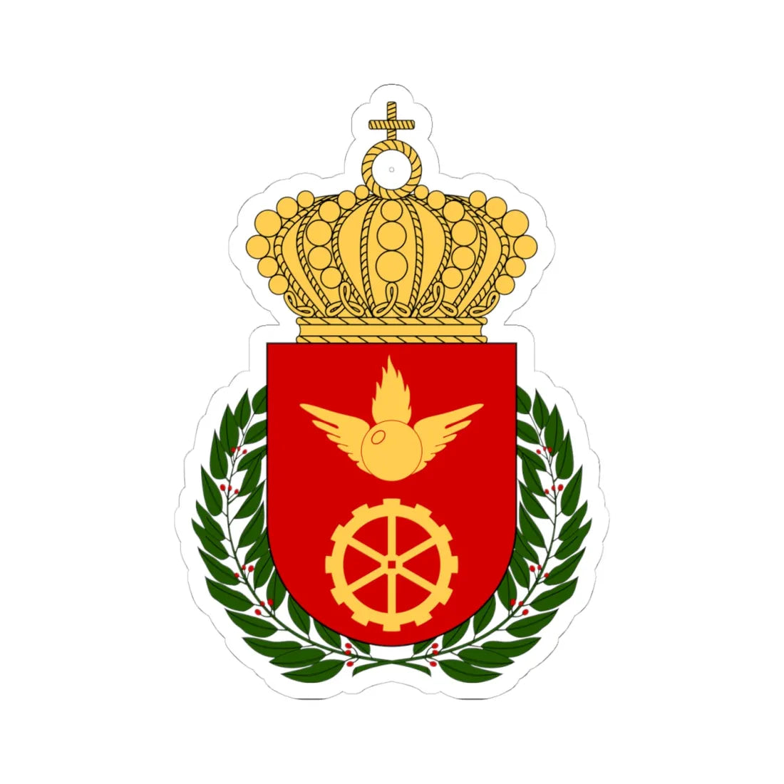 Luftvärnets officershögskola och tekniska skola vapen (Sweden) (Coat of Arms) STICKER Vinyl Kiss-Cut Decal 4 Inch White - The Sticker Space