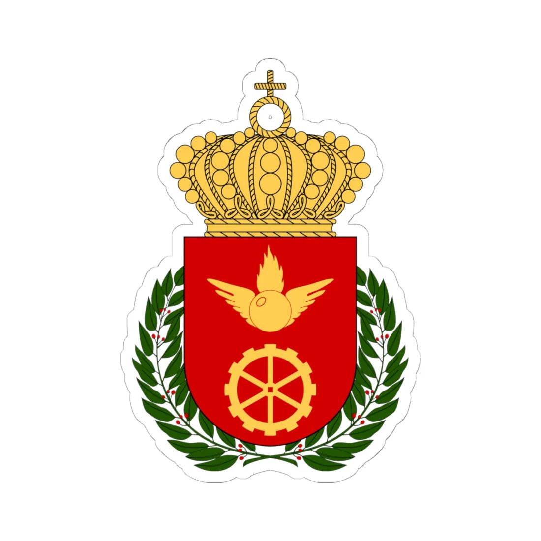 Luftvärnets officershögskola och tekniska skola vapen (Sweden) (Coat of Arms) STICKER Vinyl Kiss-Cut Decal 6 Inch White - The Sticker Space