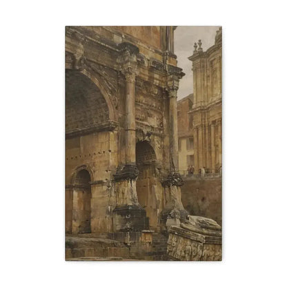 Luigi Bazzani (1838-1927) The Arch of Septimius Severus, Rome - 1900 - Canvas Wall Art 12" x 18" 1.25" - The Sticker Space