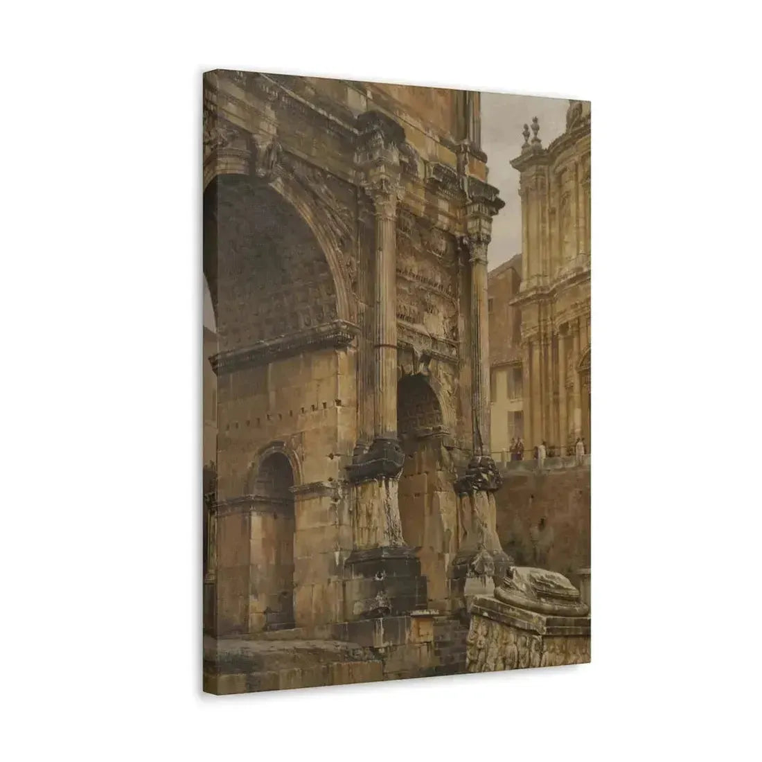 Luigi Bazzani (1838-1927) The Arch of Septimius Severus, Rome - 1900 - Canvas Wall Art - The Sticker Space