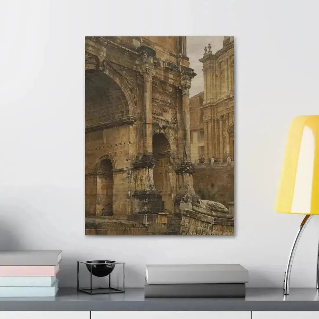 Luigi Bazzani (1838-1927) The Arch of Septimius Severus, Rome - 1900 - Canvas Wall Art - The Sticker Space