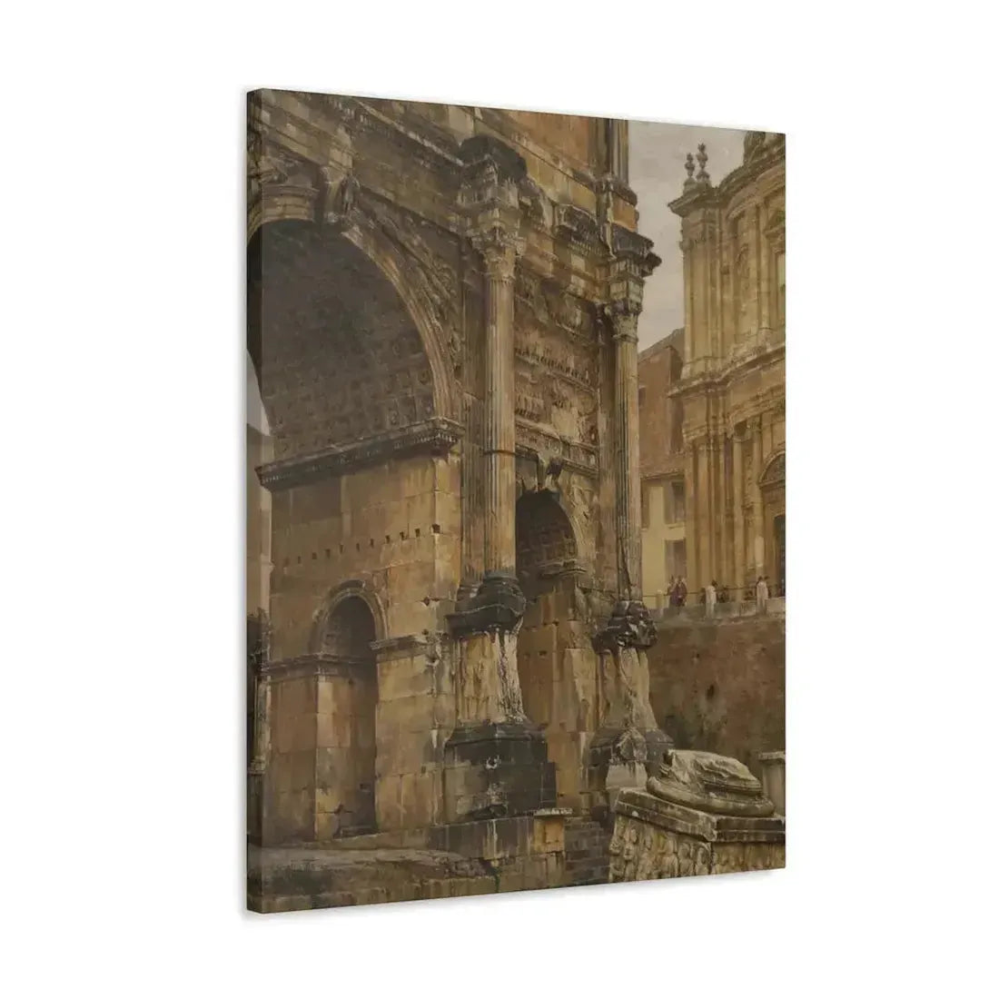 Luigi Bazzani (1838-1927) The Arch of Septimius Severus, Rome - 1900 - Canvas Wall Art - The Sticker Space