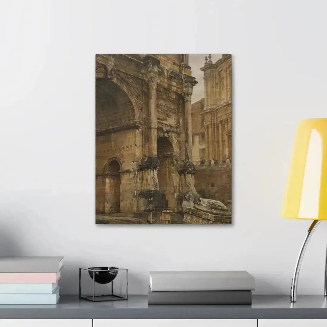 Luigi Bazzani (1838-1927) The Arch of Septimius Severus, Rome - 1900 - Canvas Wall Art - The Sticker Space