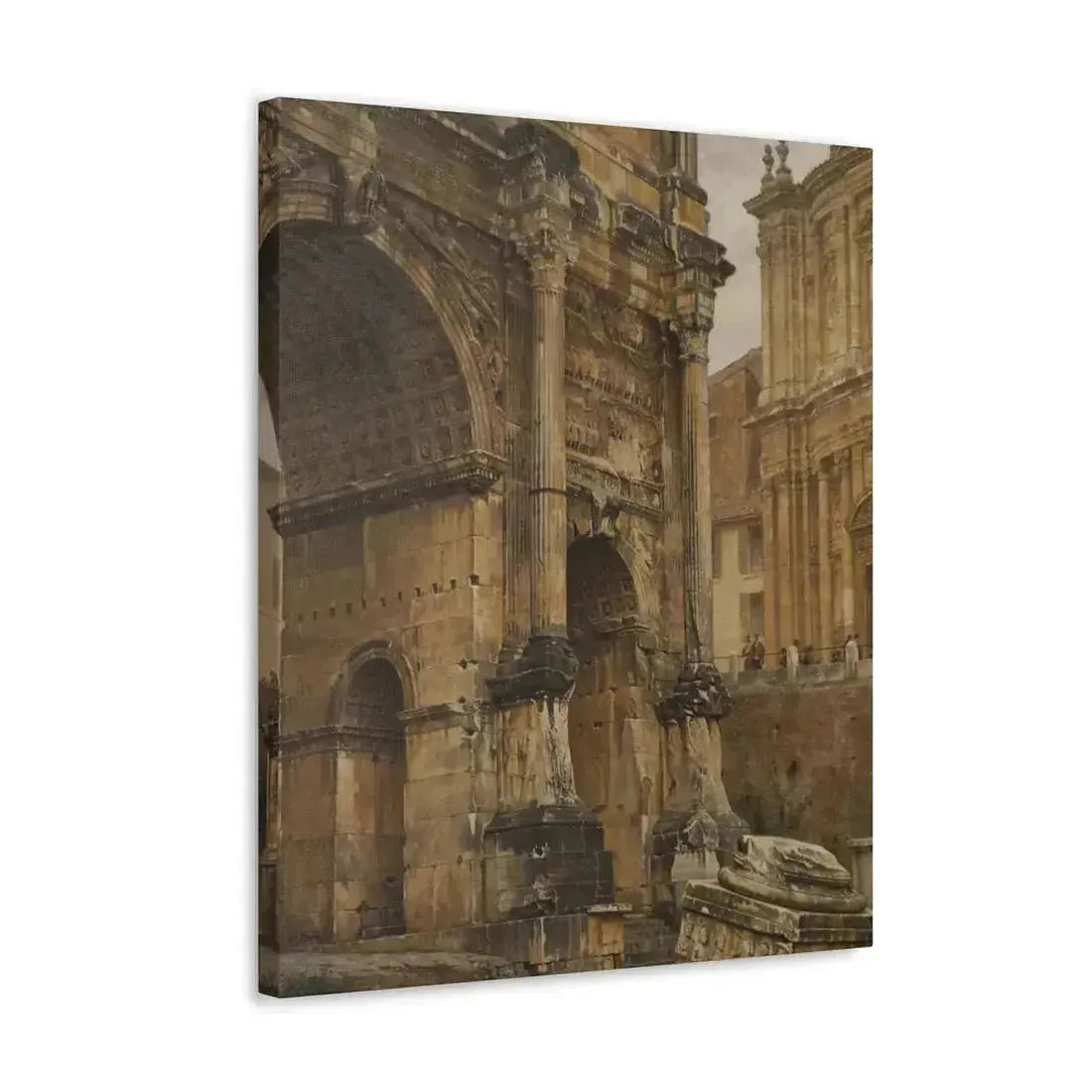 Luigi Bazzani (1838-1927) The Arch of Septimius Severus, Rome - 1900 - Canvas Wall Art - The Sticker Space