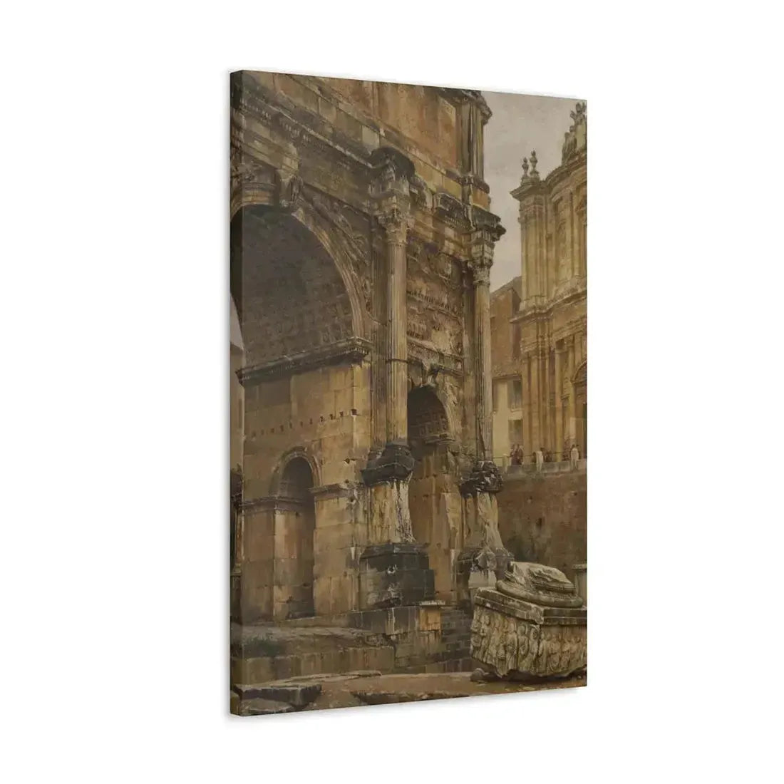 Luigi Bazzani (1838-1927) The Arch of Septimius Severus, Rome - 1900 - Canvas Wall Art - The Sticker Space