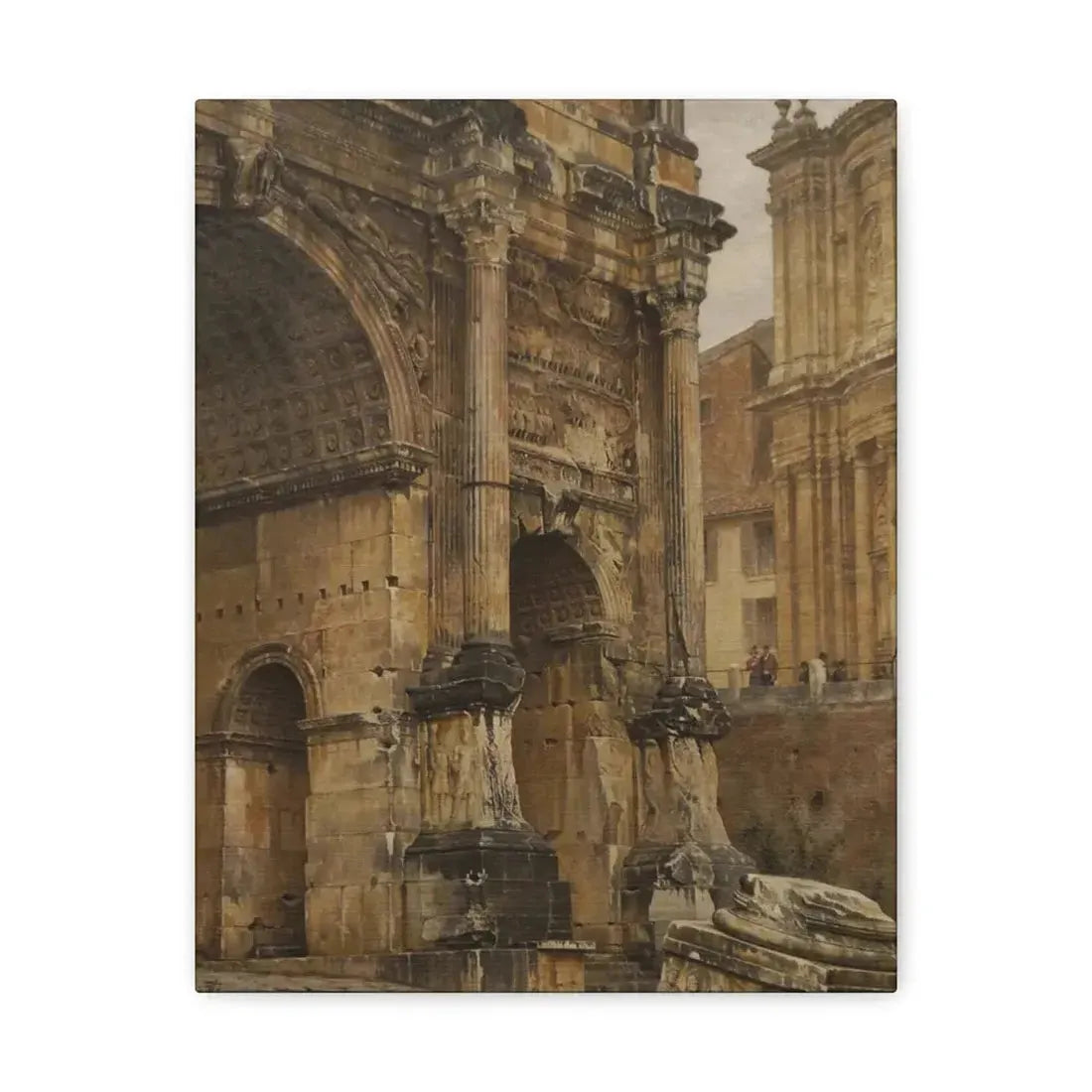 Luigi Bazzani (1838-1927) The Arch of Septimius Severus, Rome - 1900 - Canvas Wall Art - The Sticker Space