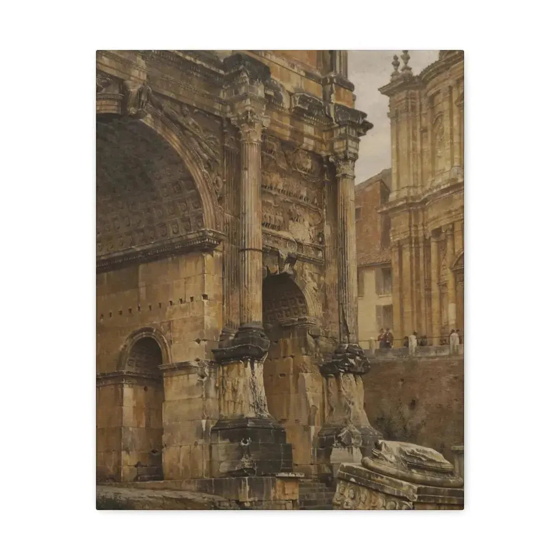 Luigi Bazzani (1838-1927) The Arch of Septimius Severus, Rome - 1900 - Canvas Wall Art - The Sticker Space