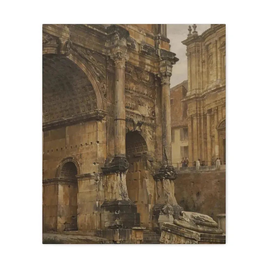 Luigi Bazzani (1838-1927) The Arch of Septimius Severus, Rome - 1900 - Canvas Wall Art - The Sticker Space
