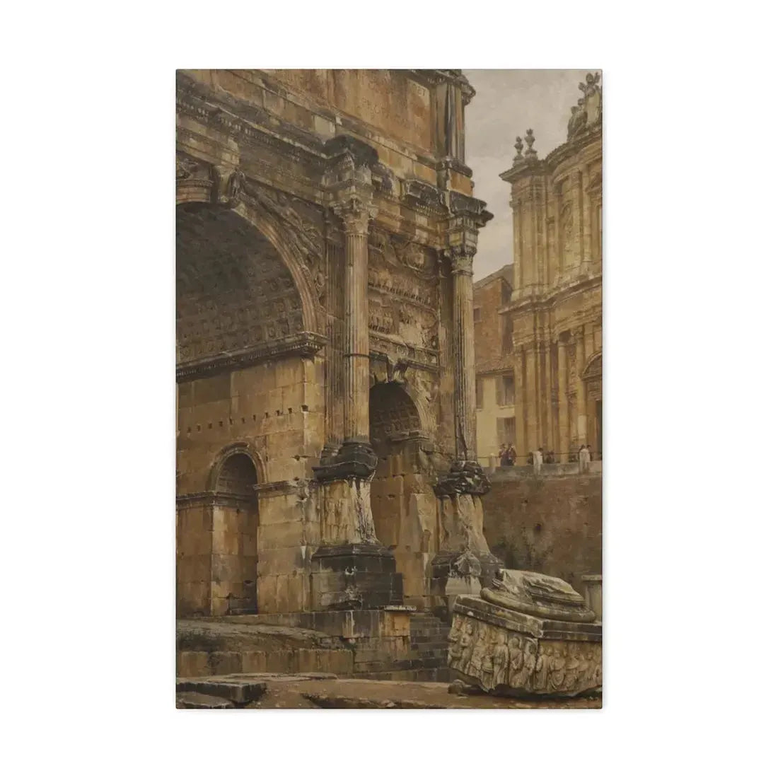Luigi Bazzani (1838-1927) The Arch of Septimius Severus, Rome - 1900 - Canvas Wall Art - The Sticker Space