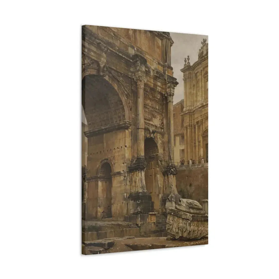 Luigi Bazzani (1838-1927) The Arch of Septimius Severus, Rome - 1900 - Canvas Wall Art - The Sticker Space
