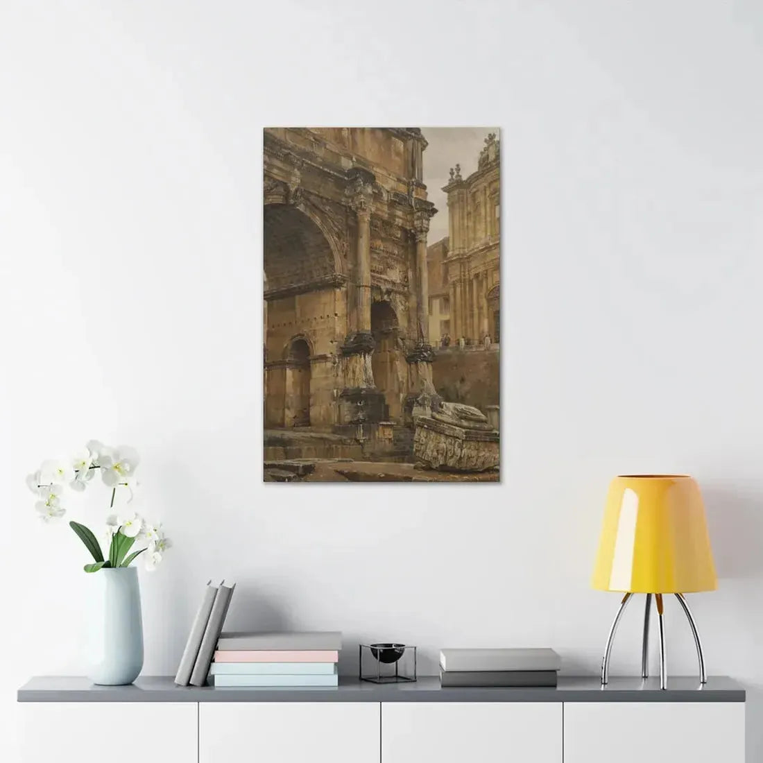 Luigi Bazzani (1838-1927) The Arch of Septimius Severus, Rome - 1900 - Canvas Wall Art - The Sticker Space