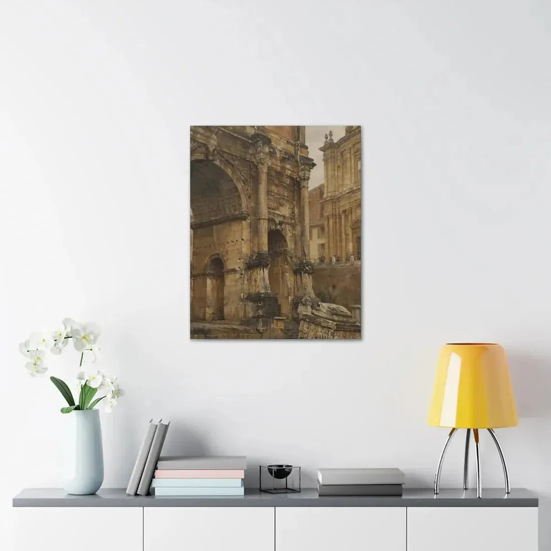 Luigi Bazzani (1838-1927) The Arch of Septimius Severus, Rome - 1900 - Canvas Wall Art - The Sticker Space