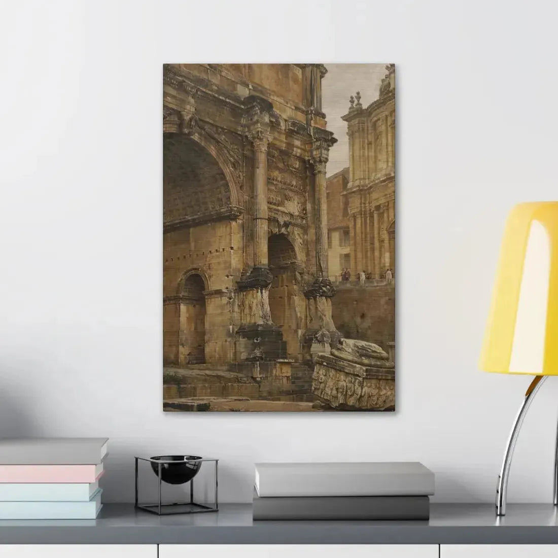Luigi Bazzani (1838-1927) The Arch of Septimius Severus, Rome - 1900 - Canvas Wall Art - The Sticker Space
