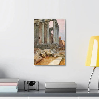 Luigi Bazzani (1838-1927) View of the Temple of Antoninus and Faustina looking towards the Santa Frances - Canvas Wall Art - The Sticker Space