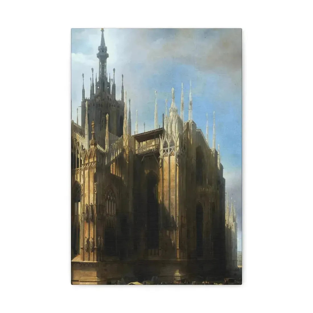 Luigi Bisi (1814-1886) Il Duomo Dalla Corsia dei Servi, Milan - Canvas Wall Art 12" x 18" 1.25" - The Sticker Space