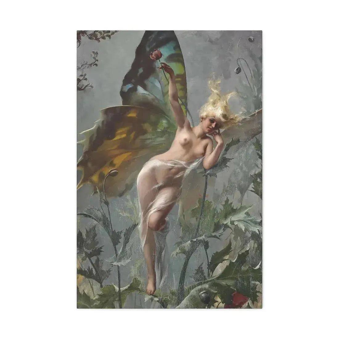 Luis Ricardo Falero (1851-1896) The poppy fairy 1888 - Canvas Wall Art 24″ x 36″ 1.25" - The Sticker Space