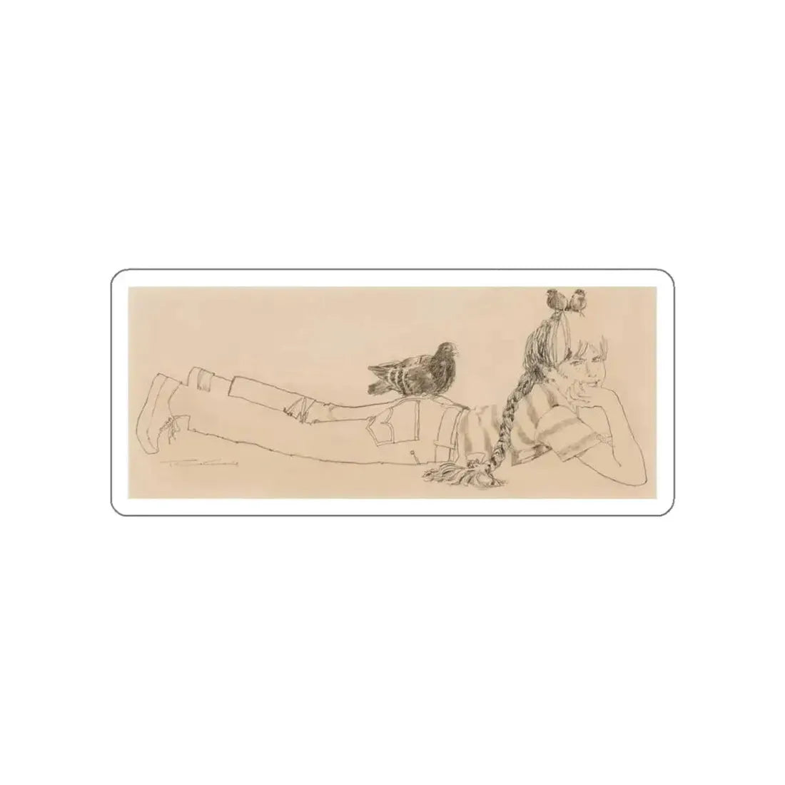 Lulu's Back in Town interior illustration, 1968 (Magazine Illustration) STICKER Vinyl Die-Cut Decal White Die-Cut 4 Inch - The Sticker Space