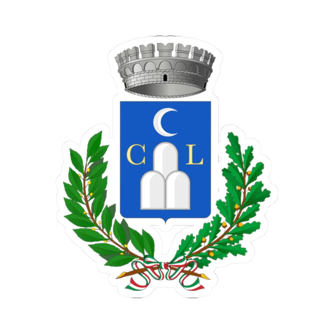 Lunano-Stemma (Italy) (Coat of Arms) STICKER Vinyl Kiss-Cut Decal 2 Inch White - The Sticker Space