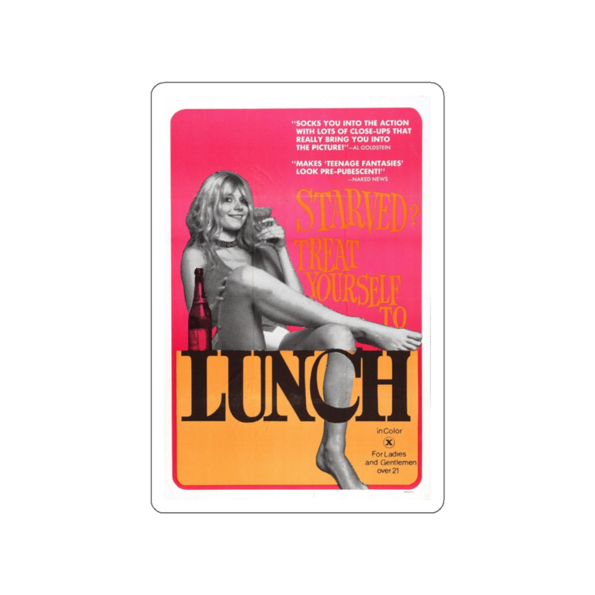 LUNCH 1972 Movie Poster STICKER Vinyl Die-Cut Decal-2 Inch-The Sticker Space