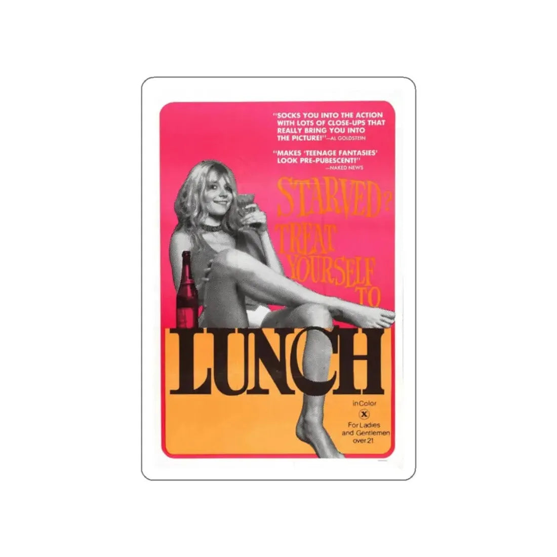 LUNCH 1972 Movie Poster STICKER Vinyl Die-Cut Decal 2 Inch - The Sticker Space