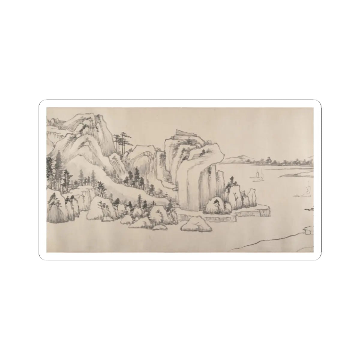 Luo Mu - River Landscape in Autumn - dated 1661 v10 - STICKER Vinyl Kiss-Cut Decal