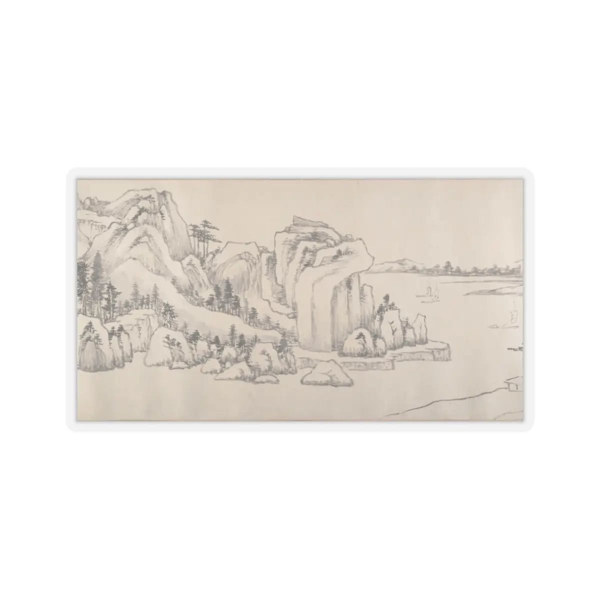 Luo Mu - River Landscape in Autumn - dated 1661 v10 - STICKER Vinyl Kiss-Cut Decal