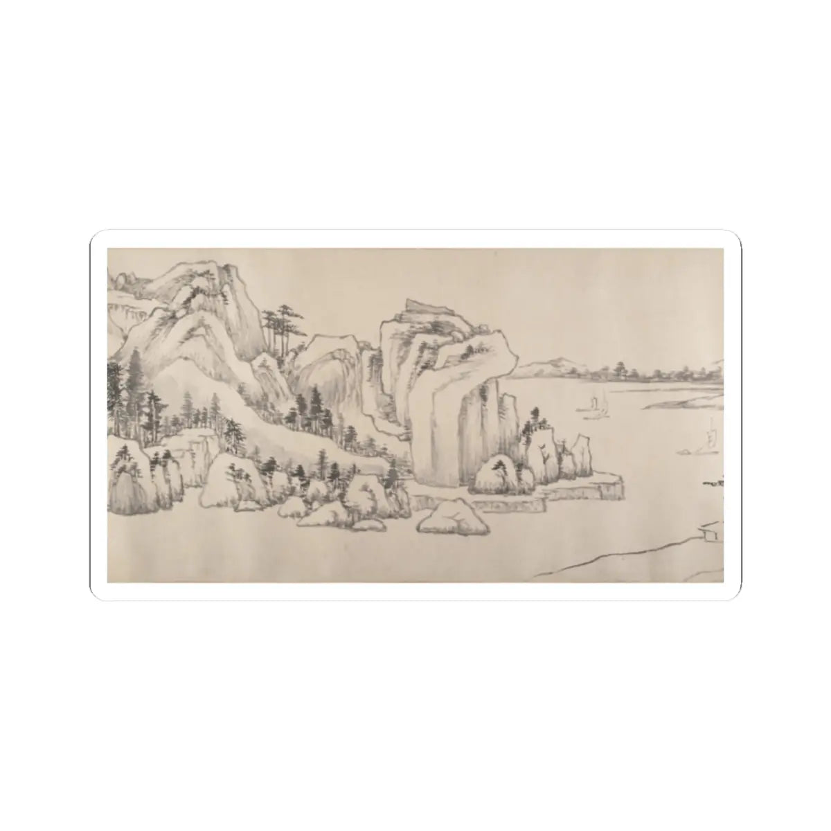 Luo Mu - River Landscape in Autumn - dated 1661 v10 - STICKER Vinyl Kiss-Cut Decal