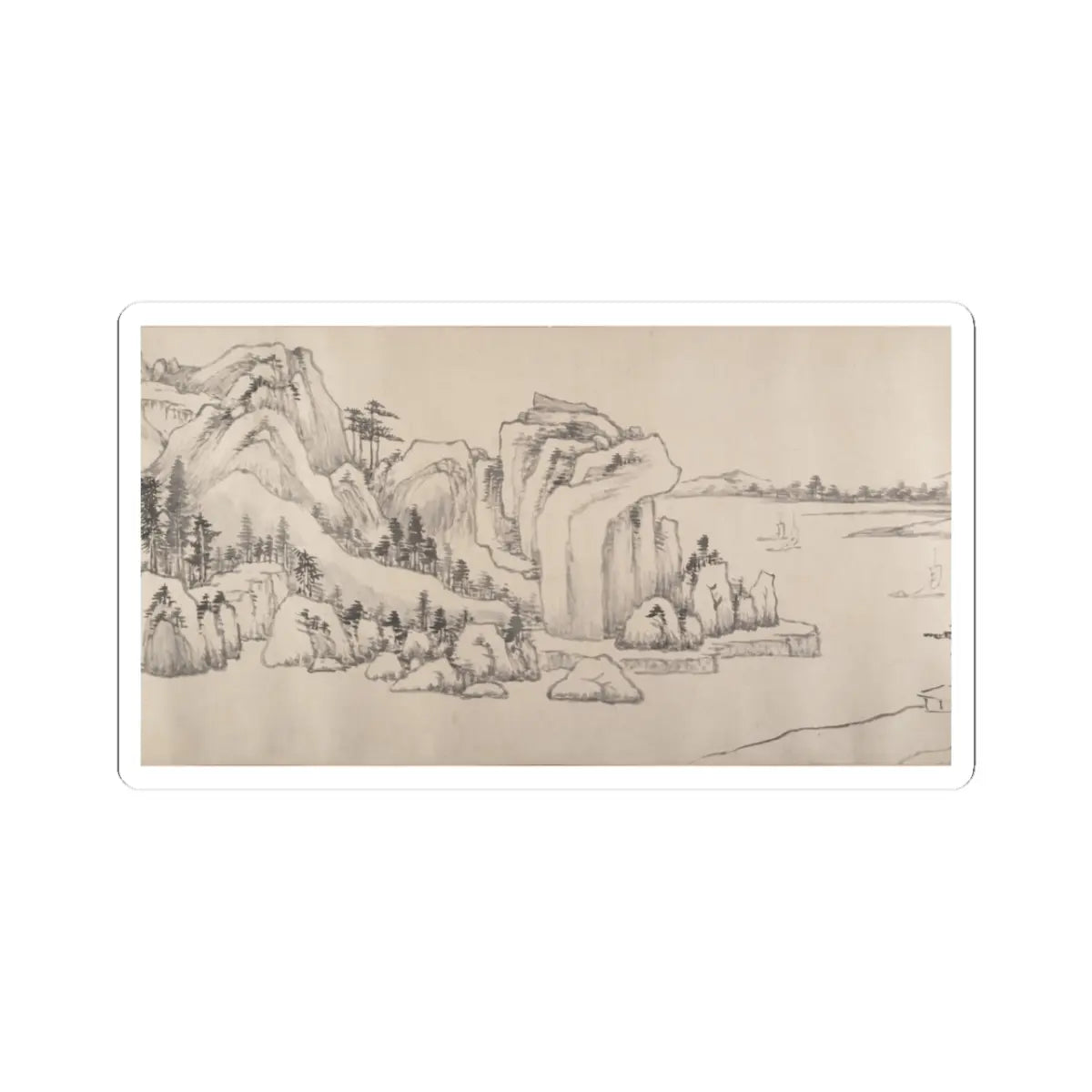 Luo Mu - River Landscape in Autumn - dated 1661 v10 - STICKER Vinyl Kiss-Cut Decal