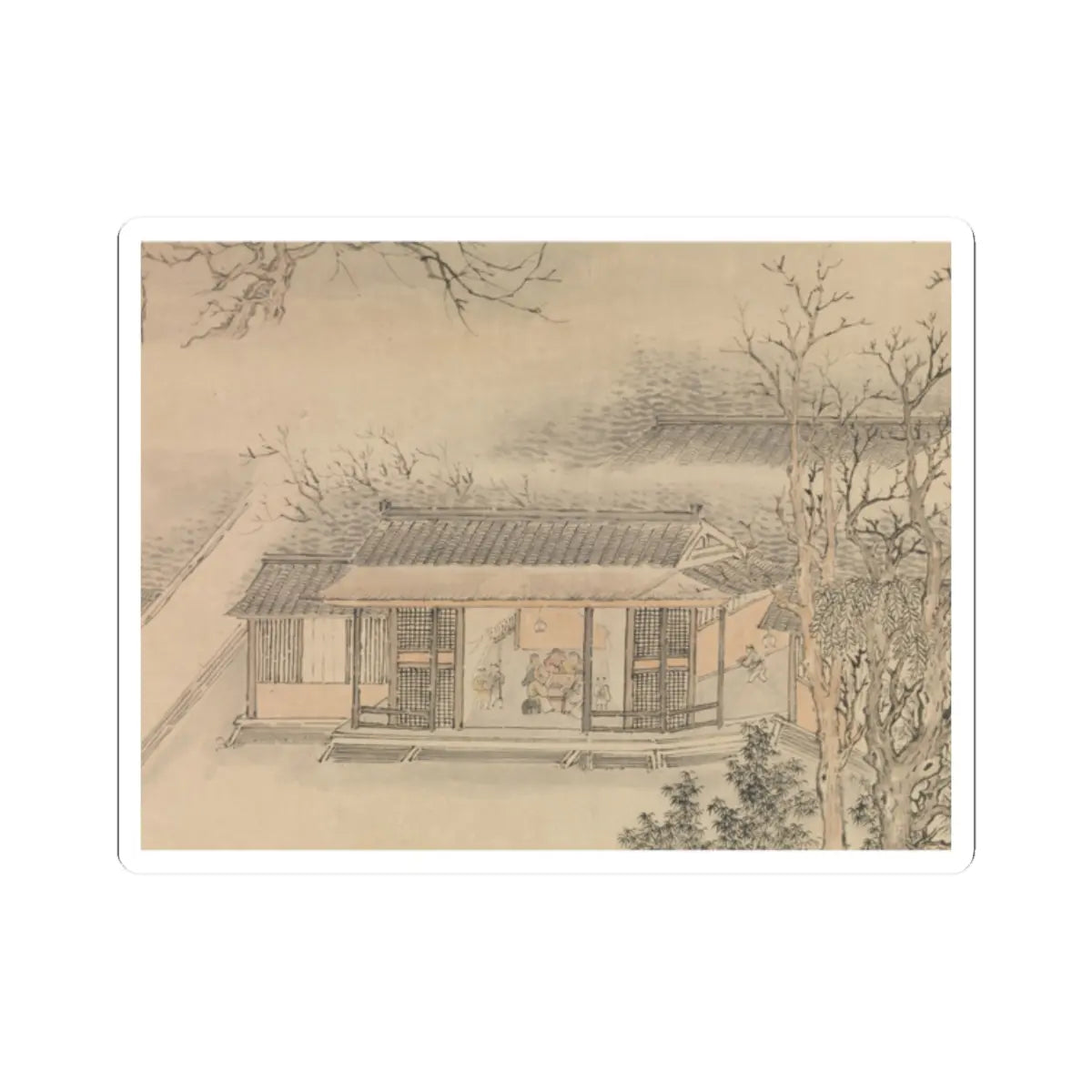 Luo Ping - Drinking in the Bamboo Garden on the Lantern Festival - 1773 v4 - STICKER Vinyl Kiss-Cut Decal