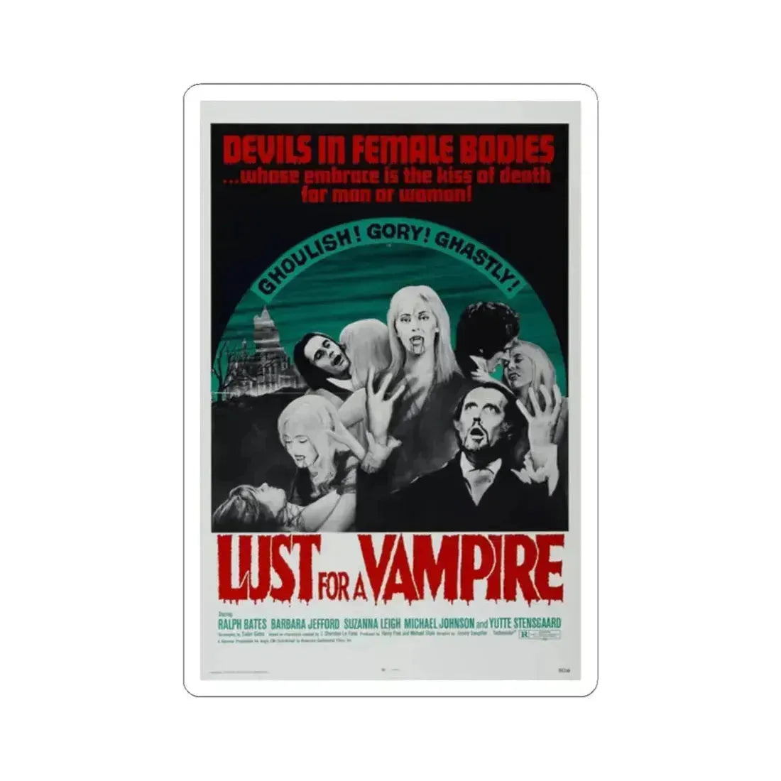 LUST FOR A VAMPIRE 1971 Movie Poster - STICKER Vinyl Kiss-Cut Decal 2 Inch White - The Sticker Space