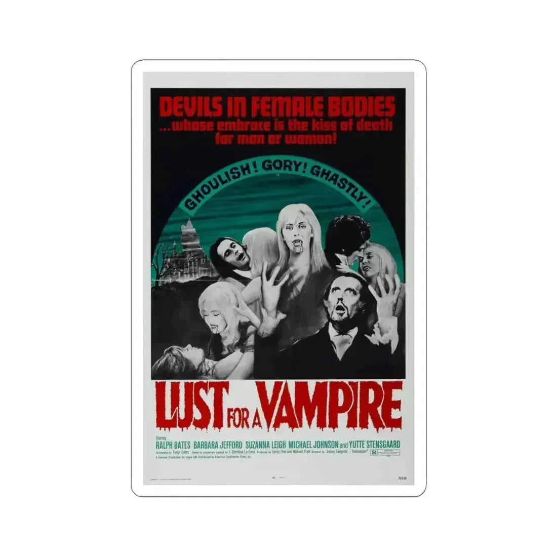 LUST FOR A VAMPIRE 1971 Movie Poster - STICKER Vinyl Kiss-Cut Decal 6 Inch White - The Sticker Space