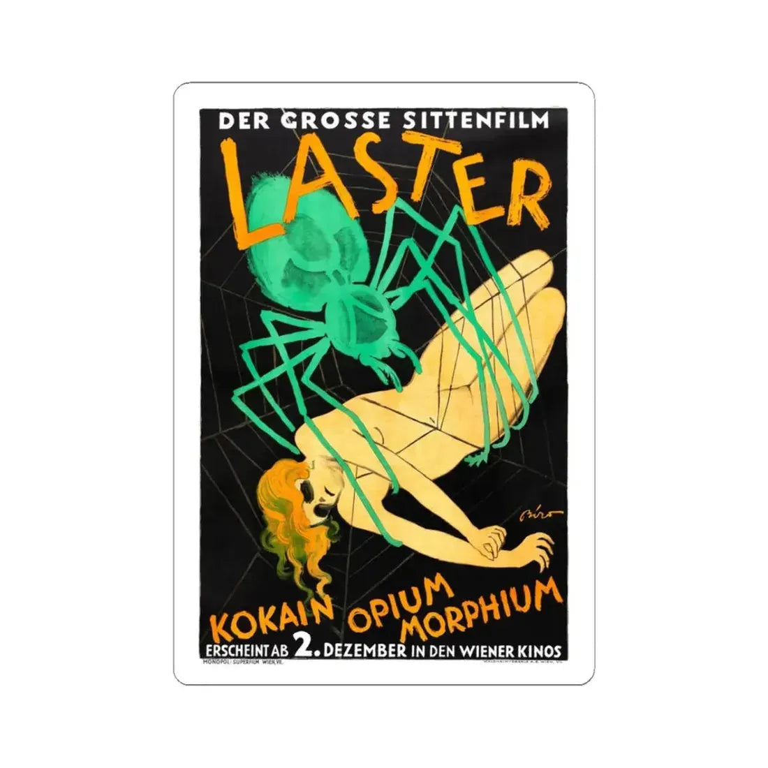 LUSTS OF MANKIND (AUSTRIA) 1927 Movie Poster - STICKER Vinyl Kiss-Cut Decal 3 Inch White - The Sticker Space