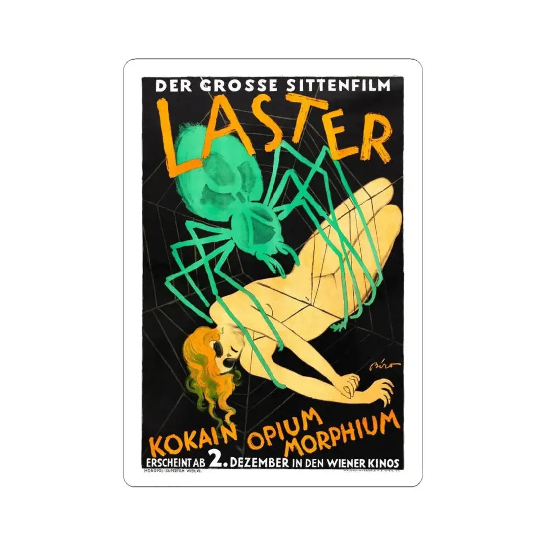 LUSTS OF MANKIND (AUSTRIA) 1927 Movie Poster - STICKER Vinyl Kiss-Cut Decal 6 Inch White - The Sticker Space