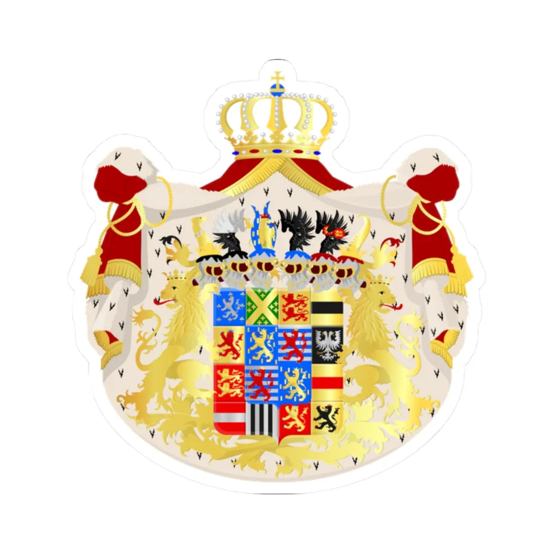 Luxemburg groot wapen 1898 (Luxembourg) (Coat of Arms) STICKER Vinyl Kiss-Cut Decal 2 Inch White - The Sticker Space