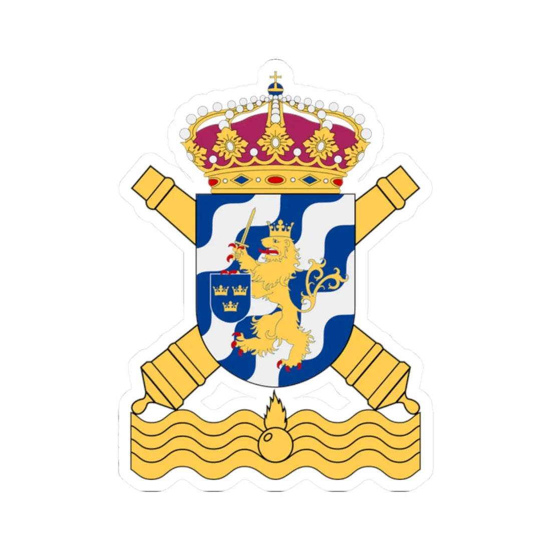 Älvsborgs amfibieregemente vapen (Sweden) (Coat of Arms) STICKER Vinyl Kiss-Cut Decal 2 Inch White - The Sticker Space