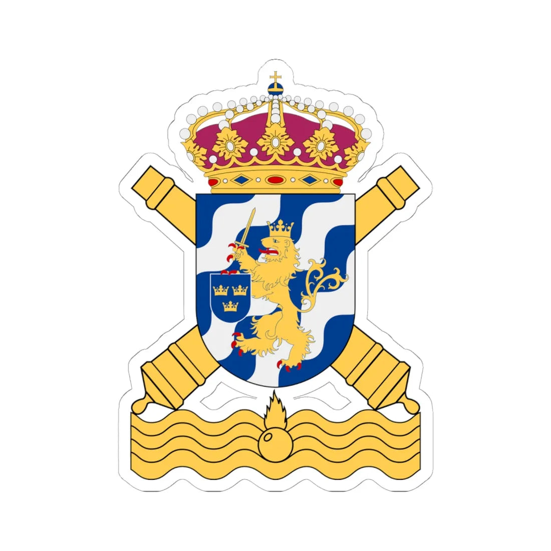 Älvsborgs amfibieregemente vapen (Sweden) (Coat of Arms) STICKER Vinyl Kiss-Cut Decal 6 Inch White - The Sticker Space
