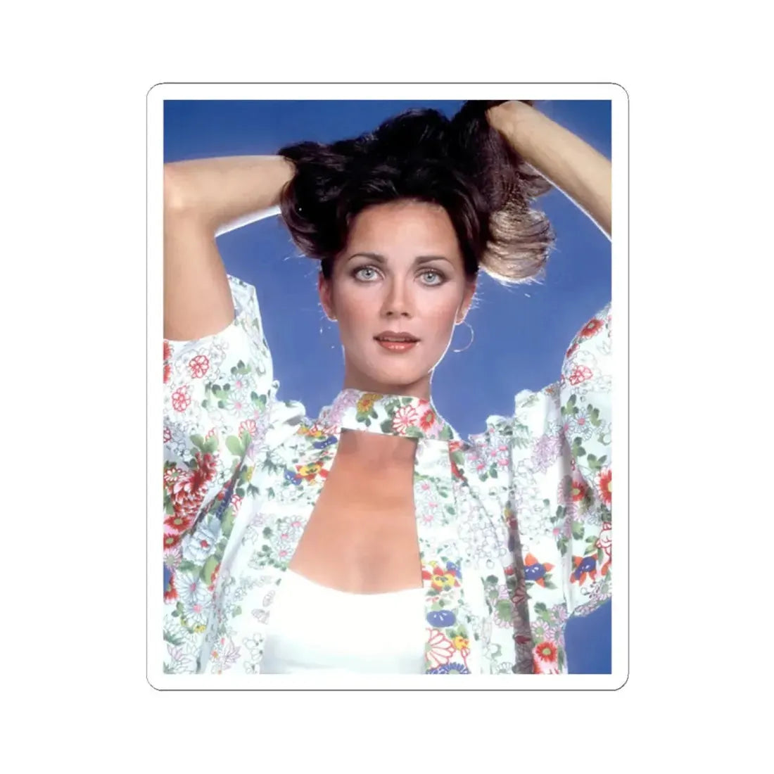 Lynda Carter #70 (Vintage Female Icon) STICKER Vinyl Kiss-Cut Decal 2 Inch White - The Sticker Space