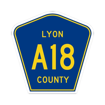 Lyon County Route A18 IA (Iowa) (Road Sign) STICKER Vinyl Kiss-Cut Decal 3 Inch White - The Sticker Space