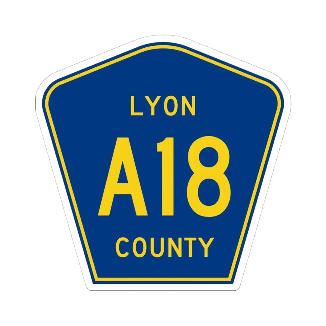 Lyon County Route A18 IA (Iowa) (Road Sign) STICKER Vinyl Kiss-Cut Decal 4 Inch White - The Sticker Space
