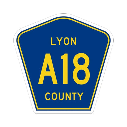Lyon County Route A18 IA (Iowa) (Road Sign) STICKER Vinyl Kiss-Cut Decal 4 Inch White - The Sticker Space