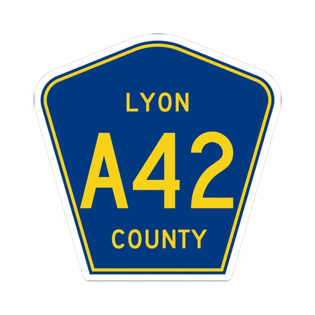 Lyon County Route A42 IA (Iowa) (Road Sign) STICKER Vinyl Kiss-Cut Decal 3 Inch White - The Sticker Space