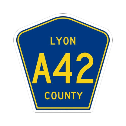 Lyon County Route A42 IA (Iowa) (Road Sign) STICKER Vinyl Kiss-Cut Decal 3 Inch White - The Sticker Space