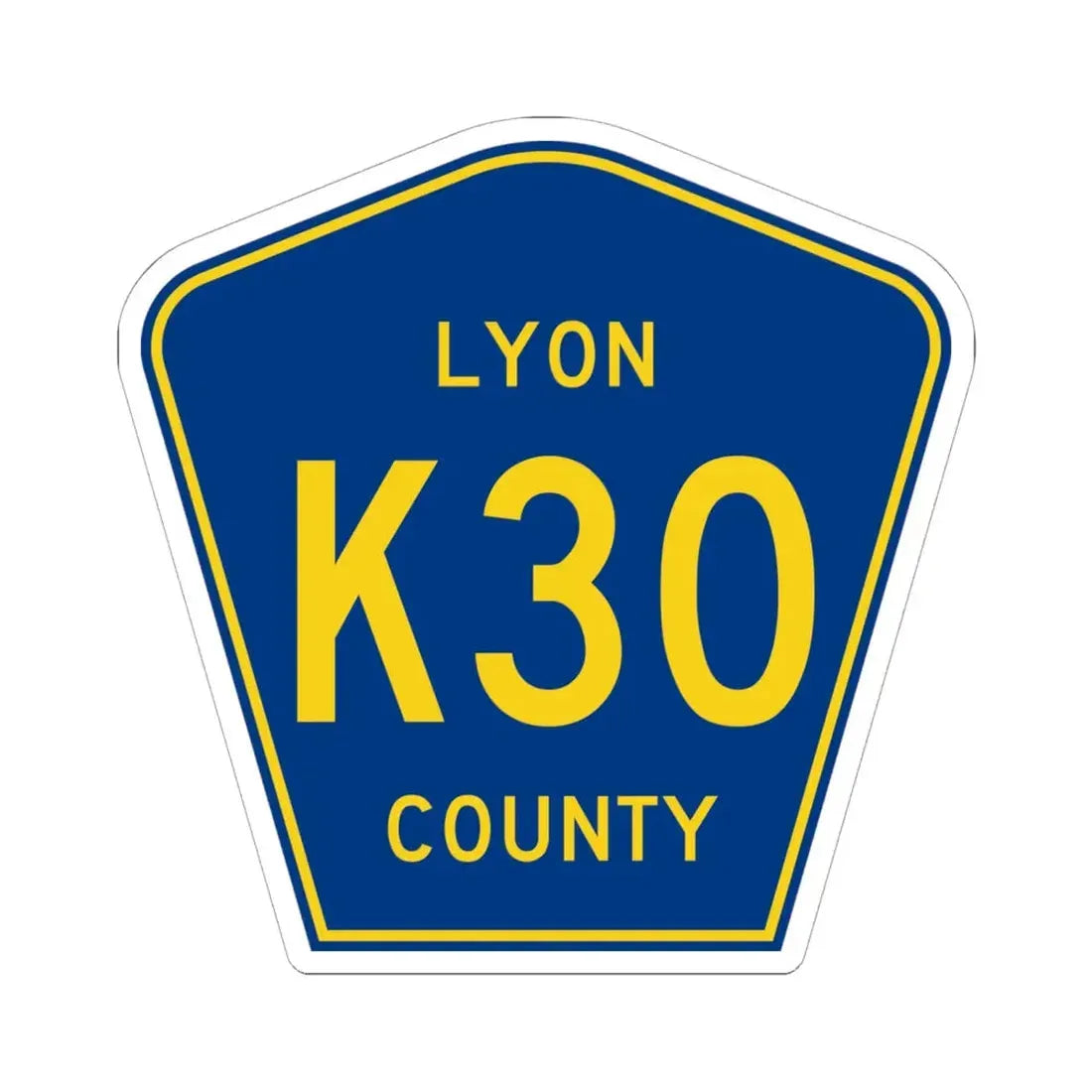 Lyon County Route K30 IA (Iowa) (Road Sign) STICKER Vinyl Kiss-Cut Decal 6 Inch White - The Sticker Space